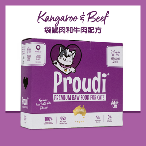 PROUDI 急凍生肉貓糧｜袋鼠肉和牛肉配方 (90g x 12)