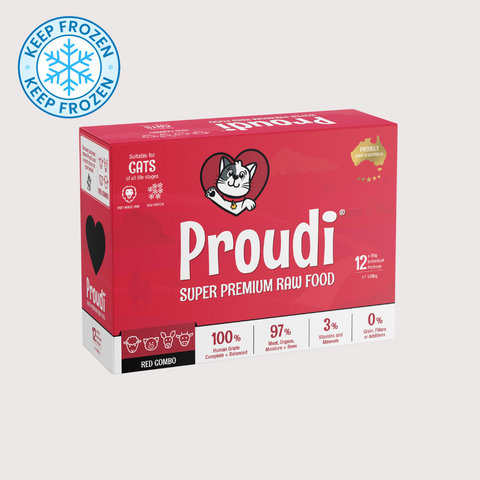 PROUDI 急凍生肉貓糧｜四寶配方 (90g x 12)